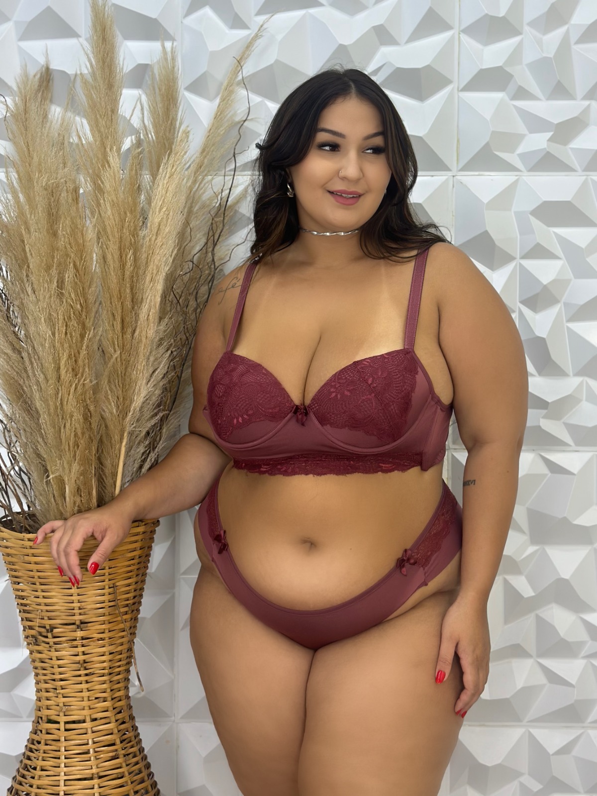 Conjunto Néia — Conjuntos de Lingerie, Conjuntos Plus Size — SKU 317217. Cor: Romance, Marinho, Rubro, Preto. Tamanho: GG, 48, 50, 52