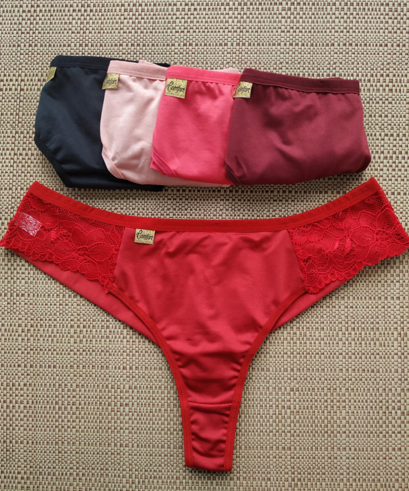 Calcinha Fio Duplo Plus – Dany — Calcinhas Femininas, Calcinhas Plus Size — SKU 485029. Cor: Lilás, Romance, Marinho, Rubro. Tamanho: 48, 50, 52