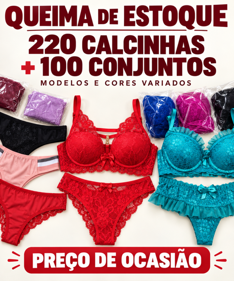 Lote de Calcinhas e Conjuntos para Revenda – Queima de Estoque — Kits de Lingerie — SKU lote-1